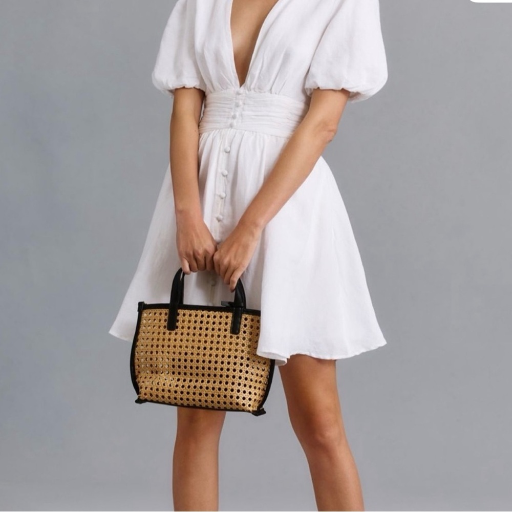 Anthropologie Katerina Button Front Puff Sleeve Mini Dress White Size: XS